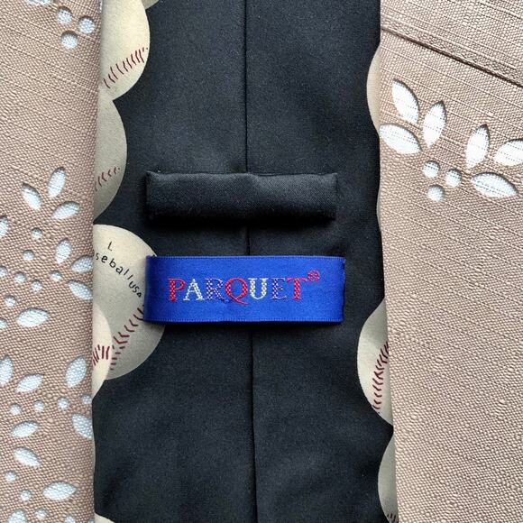 Parquet Geometric Baseball Print Necktie - Picture 5 of 7